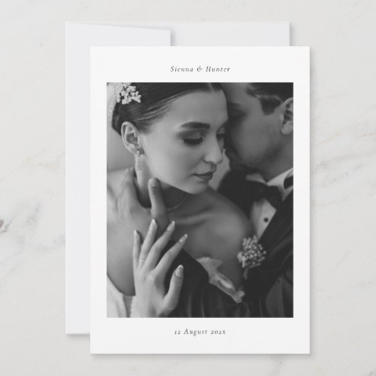 QRコーエレガントドと写真を含むサンキューカード 招待状 (正面)