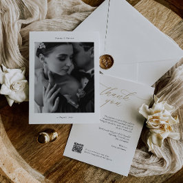 QRコーエレガントドと写真を含むサンキューカード 招待状