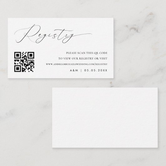 Qrコーエレガントドのギフト結婚登録のスクリプト エンクロージャーカード (正面/裏面)