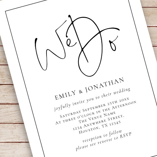 QRコーエレガントドのスクリプ縁どト行を実行す結婚る 招待状