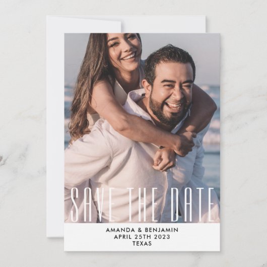 QRコーエレガントドの写真の日付を保存結婚する セーブザデート (正面)