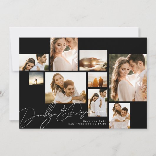 Qrコーエレガントドの写真をコラージュ数々のする セーブザデート (正面)