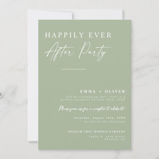 QRコーエレガントドの後でほこりっぽい緑が幸せに 招待状 (正面)