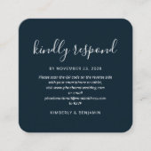 QRコーエレガントドの応答結婚RSVPカード スクエア名刺 (正面)