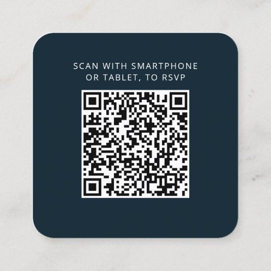 QRコーエレガントドの応答結婚RSVPカード スクエア名刺 (裏面)
