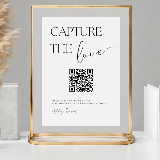 QRコーエレガントドを使用したシンプル結婚共有の写真 台座サイン