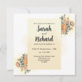 QRコーエレガントドを使用したフローラ結婚式招待状 招待状 (正面)