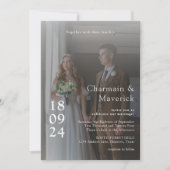 QRコーエレガントドを使用した2枚の写真の重ね結婚合わせ 招待状 (正面)