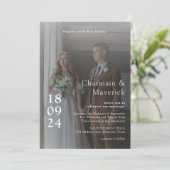 QRコーエレガントドを使用した2枚の写真の重ね結婚合わせ 招待状 (スタンド正面)