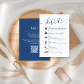 QRコーエレガントドオンラインRSVPのタイムラ結婚インブルー エンクロージャーカード