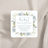 QRコーエレガントドオンラインRSVP水彩青バラ 招待状