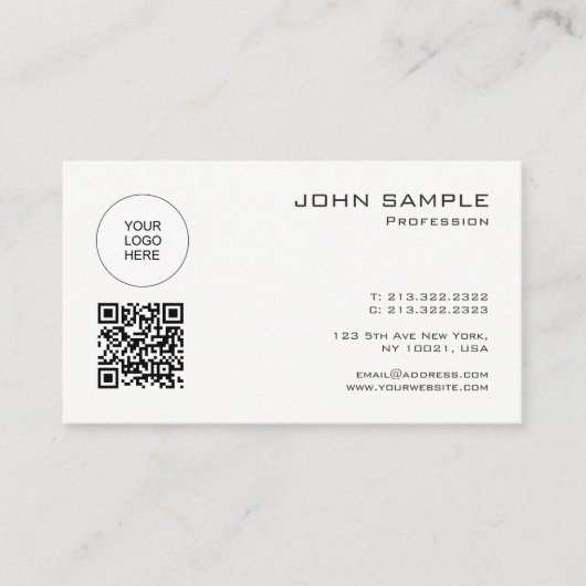 QRコーエレガントドテンプレートモダンロゴのアップロード 名刺 (正面)