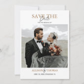 QRコーエレガントドフォトの日付を保存結婚する 招待状 (正面)