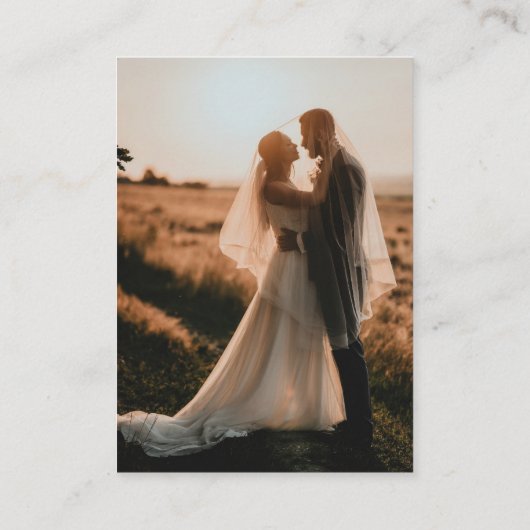 QRコーエレガントドフォトホワイトウェディングRSVP エンクロージャーカード (裏面)