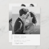 QRコーエレガントドフォト予算のスクリプ結婚ト 招待状 (正面/裏面)