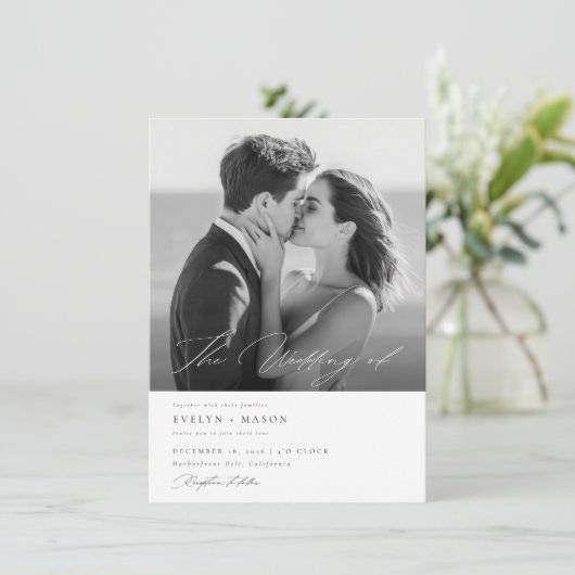 QRコーエレガントドフォト予算のスクリプ結婚ト 招待状 (スタンド正面)