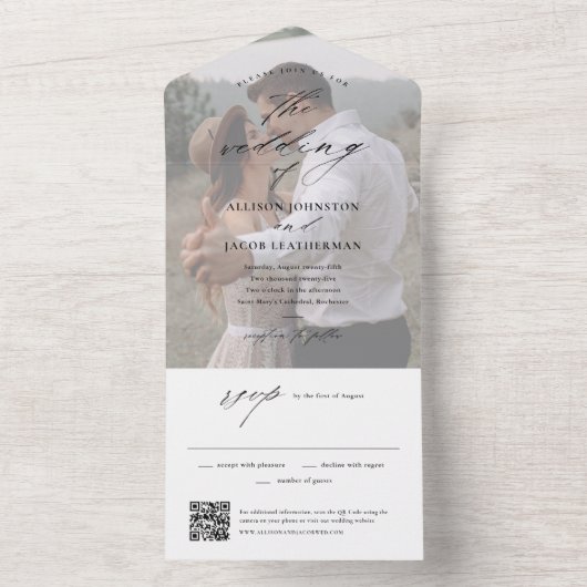 QRコーエレガントドフォト結婚ズ オールインワン招待状 (内側)