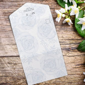 QRコーエレガントドフローラRSVPオンラインほこり青 オールインワン招待状