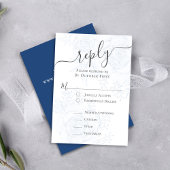 QRコーエレガントドブルーフローラクラシック食事の選択 出欠カード