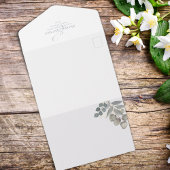 QRコーエレガントドブルーフローラRSVPオンラインシンプル オールインワン招待状