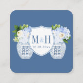 QRコーエレガントドブルーホワイトウェディングRSVP エンクロージャーカード (裏面)