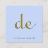 QRコーエレガントドモダンユニーク青 スクエア名刺 (正面)