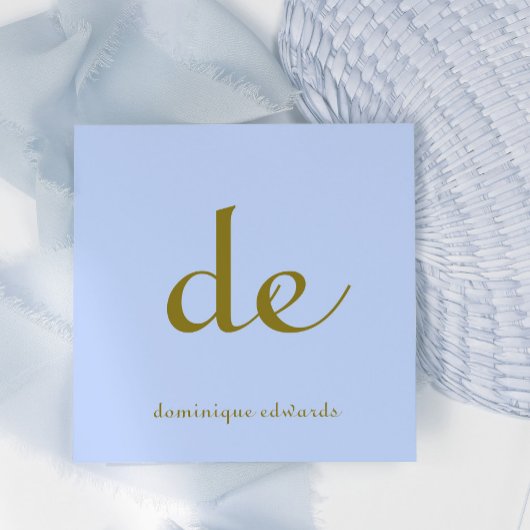 QRコーエレガントドモダンユニーク青 スクエア名刺