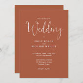 QRコーエレガントドモダン・テラコッタ結婚の 招待状 (正面/裏面)