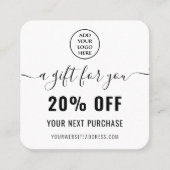 QRコーエレガントドロイヤリティビジネスロゴ白黒 割引カード (正面)