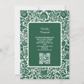 QRコーエレガントド付き結婚グリーンイスラムのニカ 招待状 (裏面)