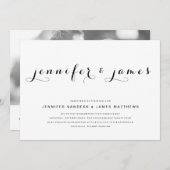 QRコーエレガントド写真のスクリプモダント結婚 招待状 (正面/裏面)