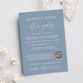 QRコーエレガントド写真ほこりっぽいブルーウェディングレセプション 招待状