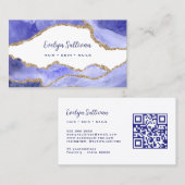 QRコーエレガントド名刺を添えたペリーウィンクル 名刺 (正面/裏面)