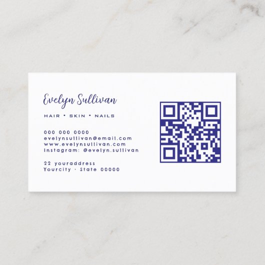 QRコーエレガントド名刺を添えたペリーウィンクル 名刺 (裏面)