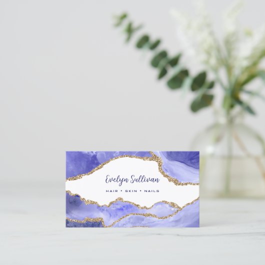 QRコーエレガントド名刺を添えたペリーウィンクル 名刺 (スタンド正面)