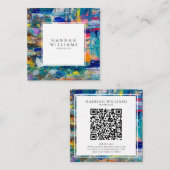 QRコーエレガントド抽象芸術パターンのペイント スクエア名刺 (正面/裏面)