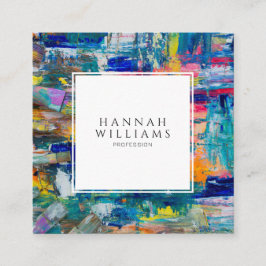 QRコーエレガントド抽象芸術パターンのペイント スクエア名刺