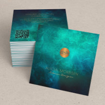 QRコーエレガントド緑水色モノグラムの