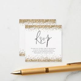 QRコーエレガントド金ゴールドグリッター結婚式RSVP エンクロージャーカード
