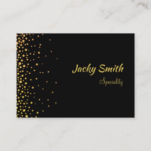 qrコーエレガントド黒と金ゴールドモダン 名刺 (正面)