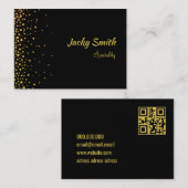 qrコーエレガントド黒と金ゴールドモダン 名刺 (正面/裏面)