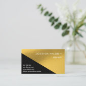 QRコーエレガントド黒金ゴールドフォイル名刺 名刺 (スタンド正面)