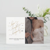 QRコーエレガントド2フォトスクリプトが後で幸せに 招待状 (スタンド正面)