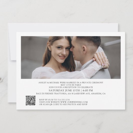 QRコーエレガントド2フォトスクリプトが後で幸せに 招待状 (裏面)