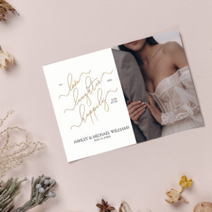 QRコーエレガントド3フォトスクリプトが後で幸せに 招待状