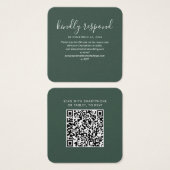 QRコーエレガントドRSVPとWebサイト結婚カード (正面&裏面)
