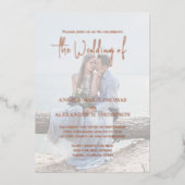 QRコーエレガントドRSVP写真テンプレート 箔招待状 (正面)