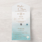 QRコーエレガントドRSVP結婚を使用したビーチテーマ オールインワン招待状 (内側)