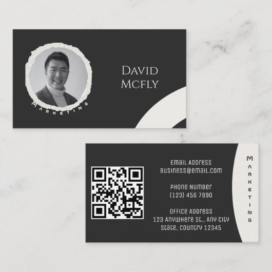 QRコーオーガニックドを使用したミニマリスト 名刺 (正面/裏面)