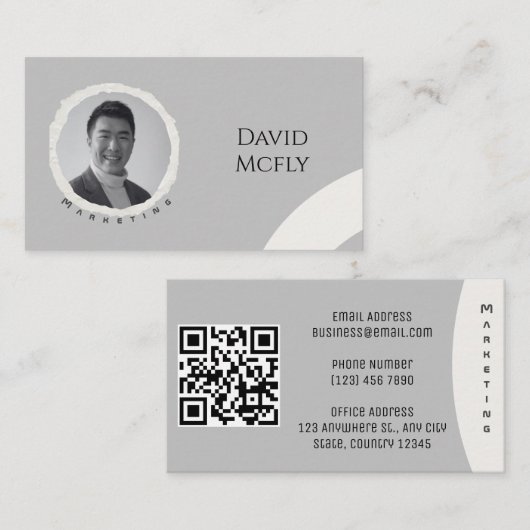 QRコーオーガニックドを使用したミニマリスト 名刺 (正面/裏面)